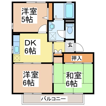 ラビアンローズⅡ　Ｄの物件間取画像